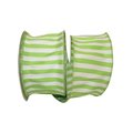 Reliant Ribbon 20.5 in. 10 Yards Cabana Stripe Dupioni Wired Edge Ribbon, Lime 92887W-204-40F